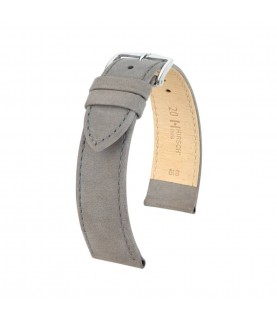 Hirsch Osiris Nubuk grey calf leather watch strap 20 mm  03433130-2-20