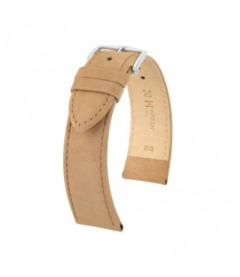 Hirsch Osiris Nubuk Beige calf leather watch strap 20 mm 03433190-2-20