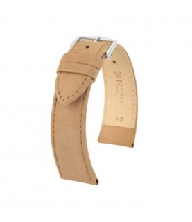Hirsch Osiris Nubuk Beige calf leather watch strap 18 mm 03433190-2-18