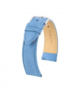Hirsch Osiris Nubuk light blue calf leather watch strap 16 mm 03433183-2-16