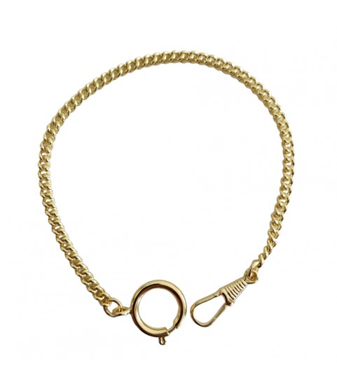 Brass gold-plated button-hole pocket watch chain 25 cm, 4,1 mm