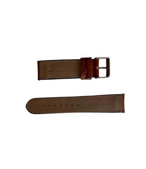 Reddish brown leather strap for watch 22 mm