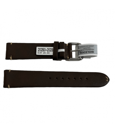 Mokka dark brown strap with stitch 20 mm