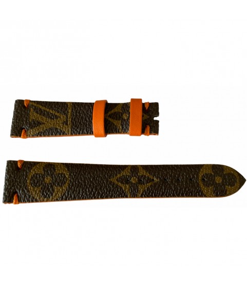 Louis Vuitton monogram leather strap for watches brown & orange 18 mm
