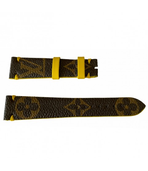 Louis Vuitton monogram leather strap for watches brown & yellow 18 mm