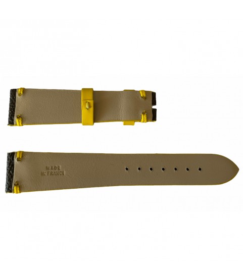 Louis Vuitton Monogram Leather Strap for Watches Brown & Yellow 18 mm
