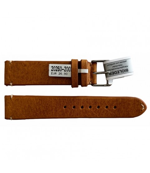 Mokka beige leather strap with stitch 20 mm