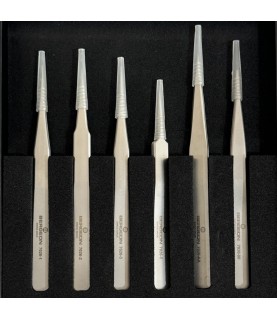 Bergeon 7026-AC6 set of 6 steel precision antimagnetic tweezers in box