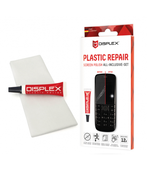 DISPLEX Scratch Repair Paste, Plastic Display Polish for Phones Tablets and Consoles, Removes Scratches and Restores Clarity, Easy Hand Polishing, Plastic Repair Screen Polish All-Inclusive Set