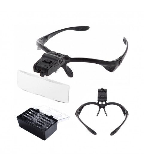 Gugita LED Headlamp Magnifier Glasses with Interchangeable Lenses