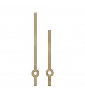 Pair of clock hands, baton-style, length 100 mm, aluminum, gold tone