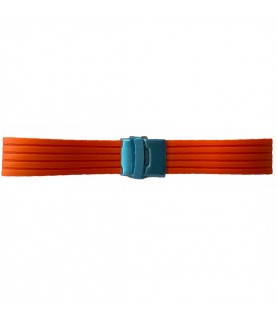 Buzzufy silicone orange watch strap with steel clasp, 22mm