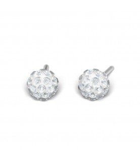 Studex Silver (Steel) Snowball (Fireball) Earrings with Cubic Zirconia, 4.5mm, 7522-0304