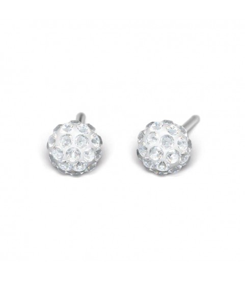 Studex Silver (Steel) Snowball (Fireball) Earrings with Cubic Zirconia, 4.5mm, 7522-0304