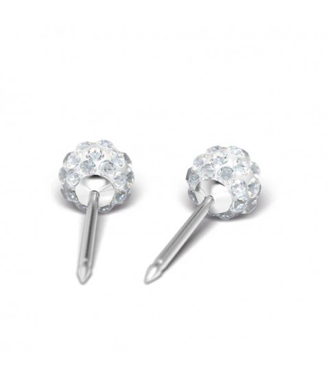Studex Silver (Steel) Snowball (Fireball) Earrings with Cubic Zirconia, 4.5mm, 7522-0304
