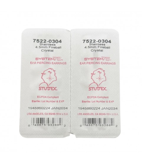 Studex Silver (Steel) Snowball (Fireball) Earrings with Cubic Zirconia, 4.5mm, 7522-0304 Studex Silver (Steel) Snowball (Fireball) Earrings with Cubic Zirconia, 4.5mm, 7522-0304