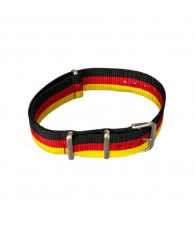 Nylon watch NATO strap in black, red and yellow, 20mm