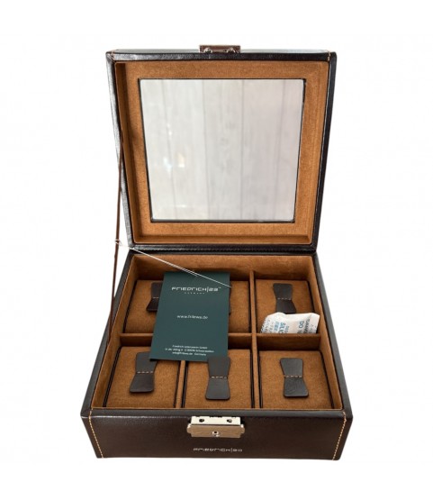 Friedrich 23 brown leather watch box for 6 watches