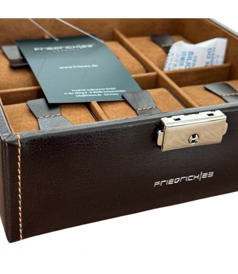 Friedrich 23 brown leather watch box for 6 watches