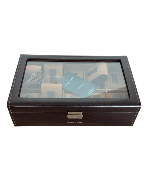 Friedrich 23 brown leather watch box for 10 watches