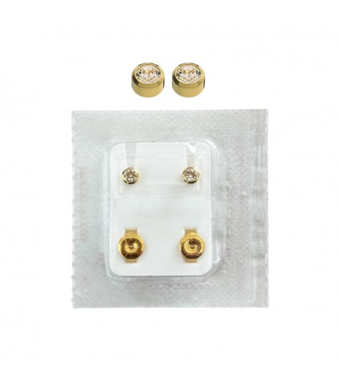 Studex Oval Children's Gold Tone Earrings with White Stones, 3.95 mm