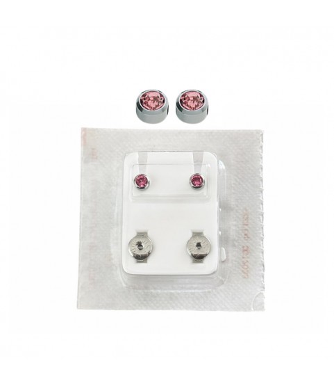 Studex Oval Children's Earrings with Pink Stones, 3.95 mm