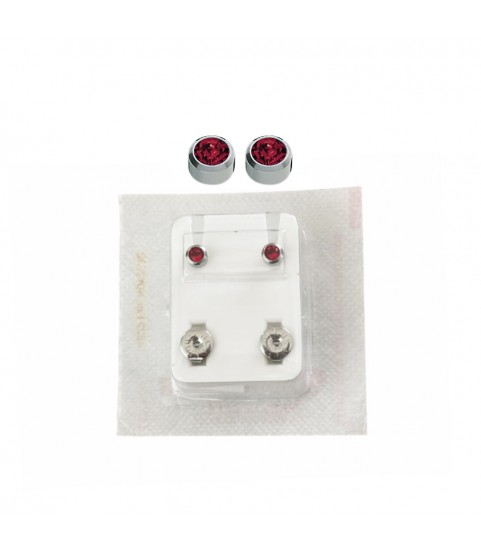 Studex Oval Children's Earrings with Red Stones, 3.95 mm