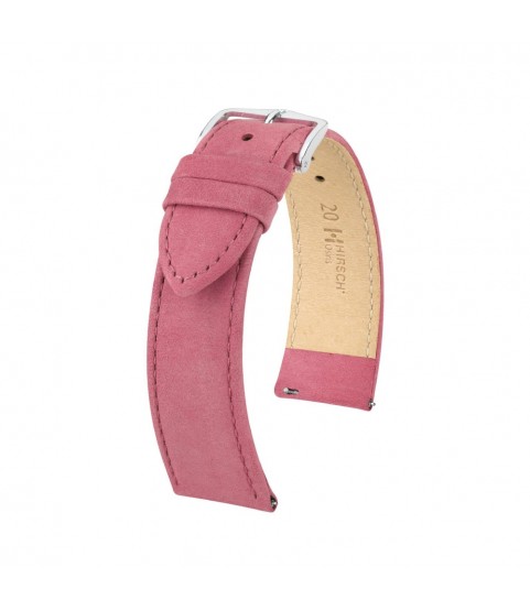 Hirsch Osiris Nubuk dark pink calf leather lady watch strap, 22 mm, 03433060-2-22