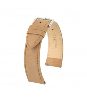 Hirsch Osiris Nubuk beige calf leather watch strap, 18 mm, 03433090-2-18