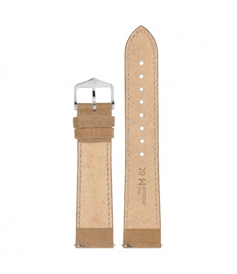 Hirsch Osiris Nubuk beige calf leather watch strap, 18 mm, 03433090-2-18