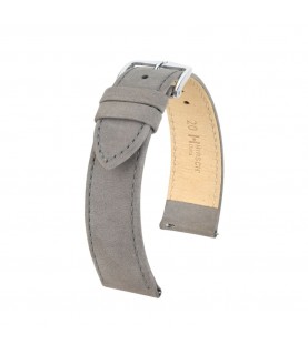 Hirsch Osiris Nubuk grey calf leather watch strap, 20 mm, 03433030-2-20