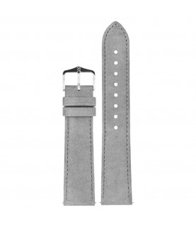 Hirsch Osiris Nubuk grey calf leather watch strap, 20 mm, 03433030-2-20
