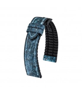 Hirsch Stone L blue leather watch strap, 20 mm, 0925044080-5-20