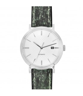 Hirsch Stone L green leather watch strap, 19 mm, 0925044040-5-19