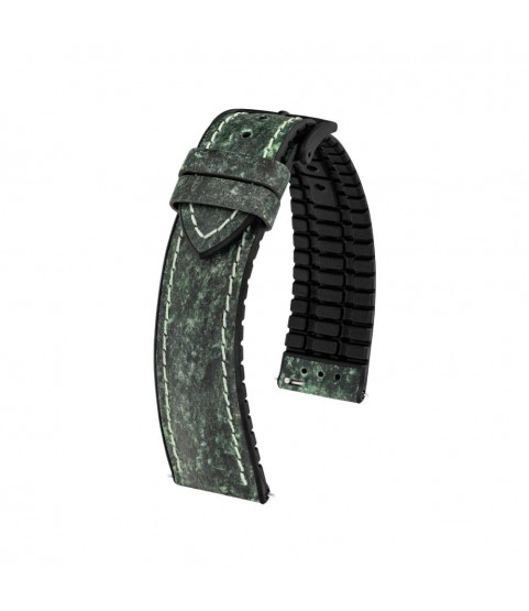 Hirsch Stone L green leather watch strap, 21 mm, 0925044040-5-21
