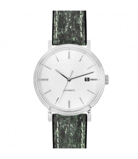 Hirsch Stone L green leather watch strap, 21 mm, 0925044040-5-21