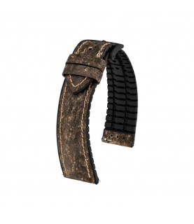 Hirsch Stone L brown leather watch strap, 19 mm, 0925044010-5-19