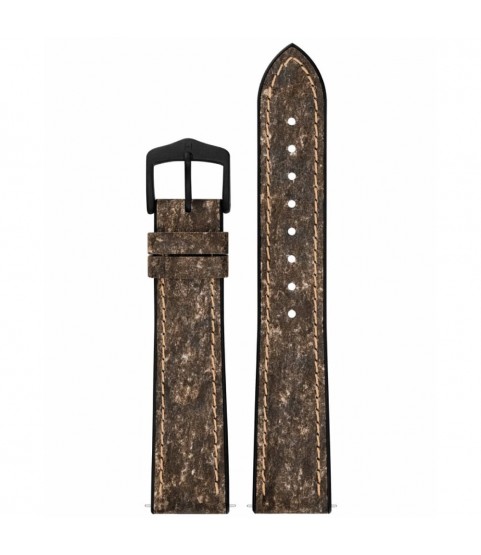 Hirsch Stone L brown leather watch strap, 19 mm, 0925044010-5-19