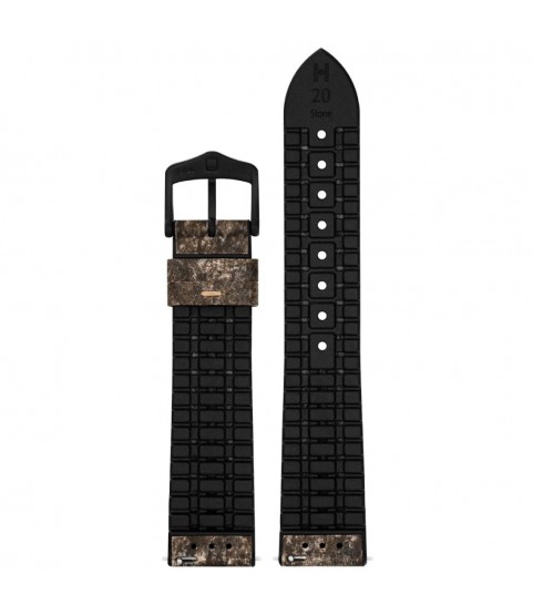 Hirsch Stone L brown leather watch strap, 19 mm, 0925044010-5-19