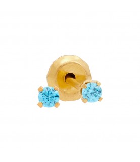 Inverness medical gold plated 2mm, Blue Topaz piercing earrings 1063C