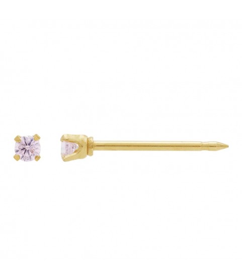 Inverness medical gold plated 2mm, pink stone piercing earrings 1064C