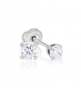 Inverness 14k white gold, 5mm piercing earrings with white stones 138E