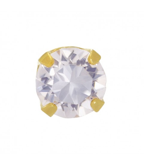 Inverness 14k yellow solid gold, 3mm piercing earrings with white stones 243E