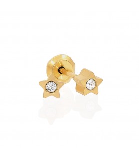 Inverness 24k gold plated 2mm, stars with stones piercing earrings 24C