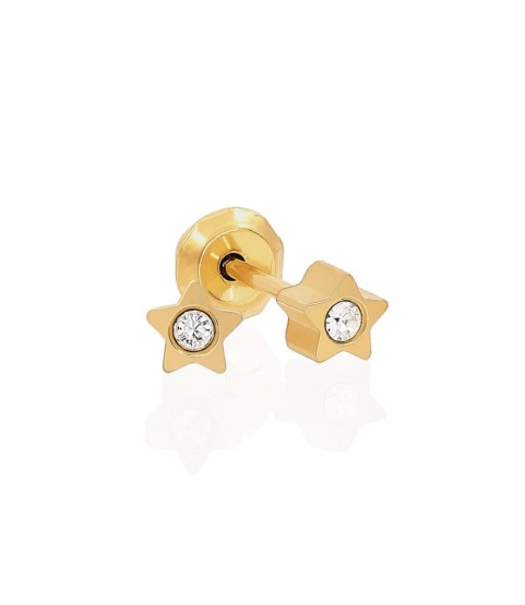 Inverness 24k gold plated 2mm, stars with stones piercing earrings 24C