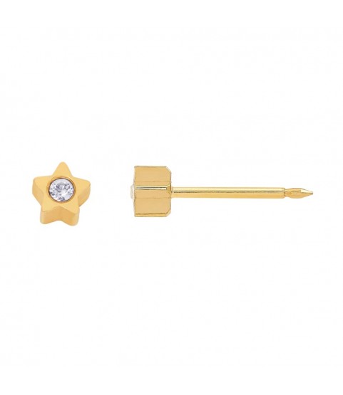 Inverness 24k gold plated 2mm, stars with stones piercing earrings 24C