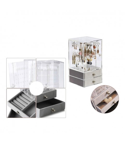 Gugita Elegant Transparent Grey Jewellery Organiser and Display Box Gugita Elegant Transparent Grey Jewellery Organiser and Display Box