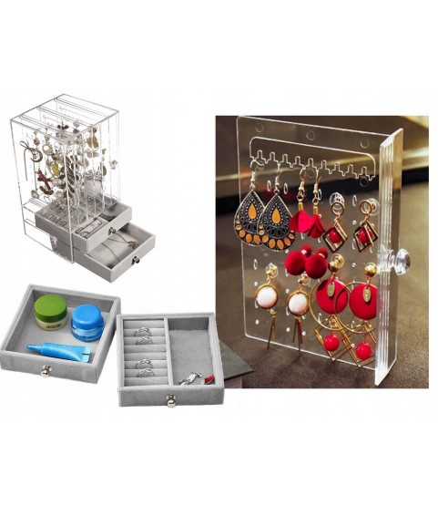 Gugita Elegant Transparent Grey Jewellery Organiser and Display Box Gugita Elegant Transparent Grey Jewellery Organiser and Display Box