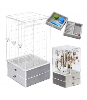 Gugita Elegant Transparent Grey Jewellery Organiser and Display Box