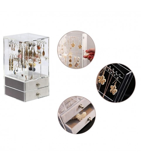 Gugita Elegant Transparent Grey Jewellery Organiser and Display Box Gugita Elegant Transparent Grey Jewellery Organiser and Display Box